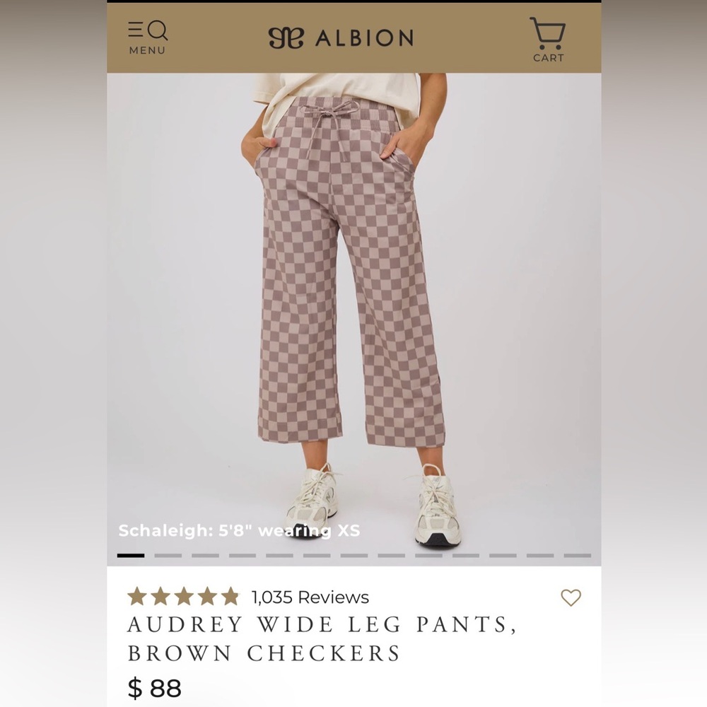 Checkerboard Wide Leg Pants - Taupe/Beige